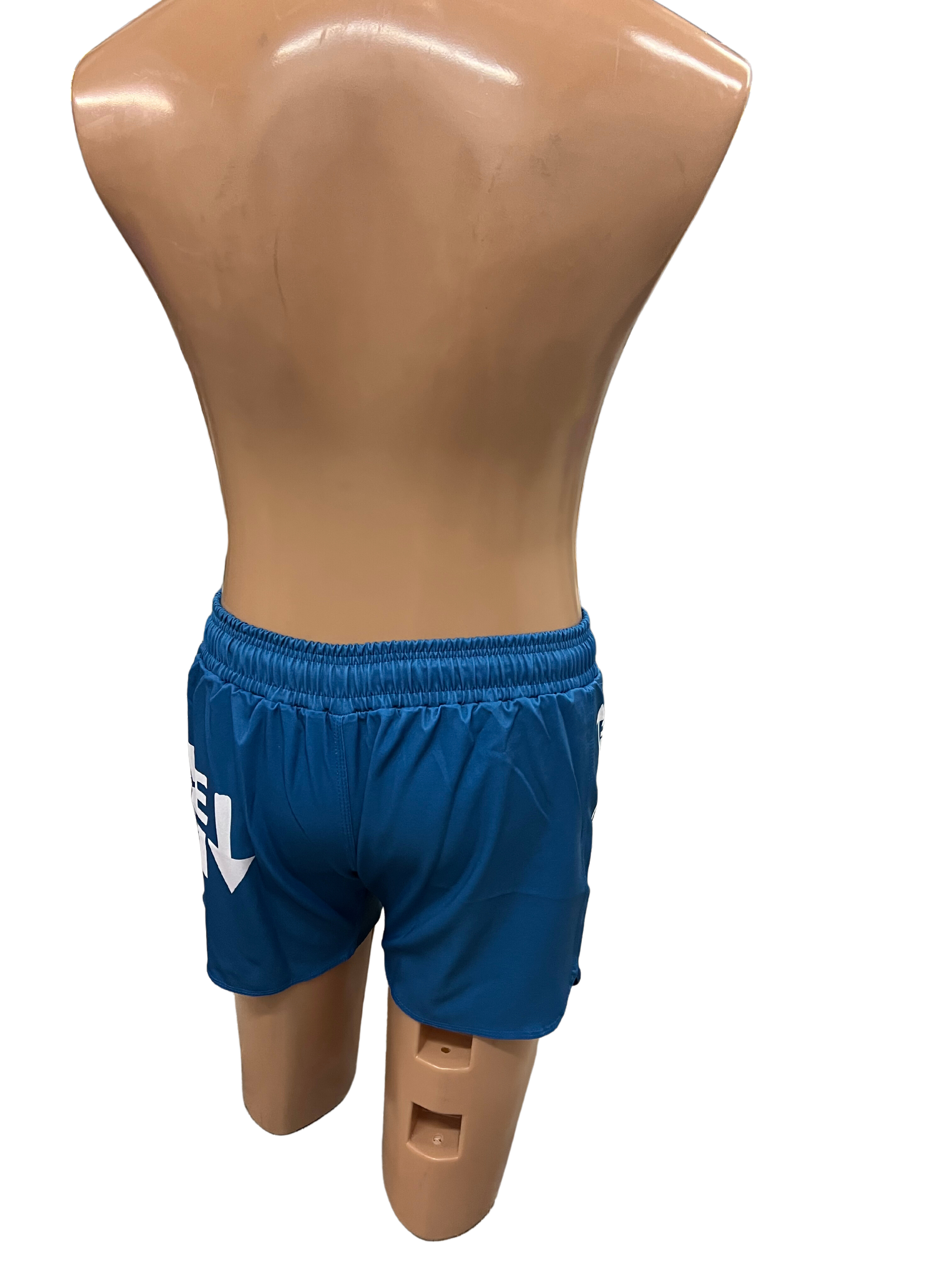 Blue Elastic Waist Grappling Shorts